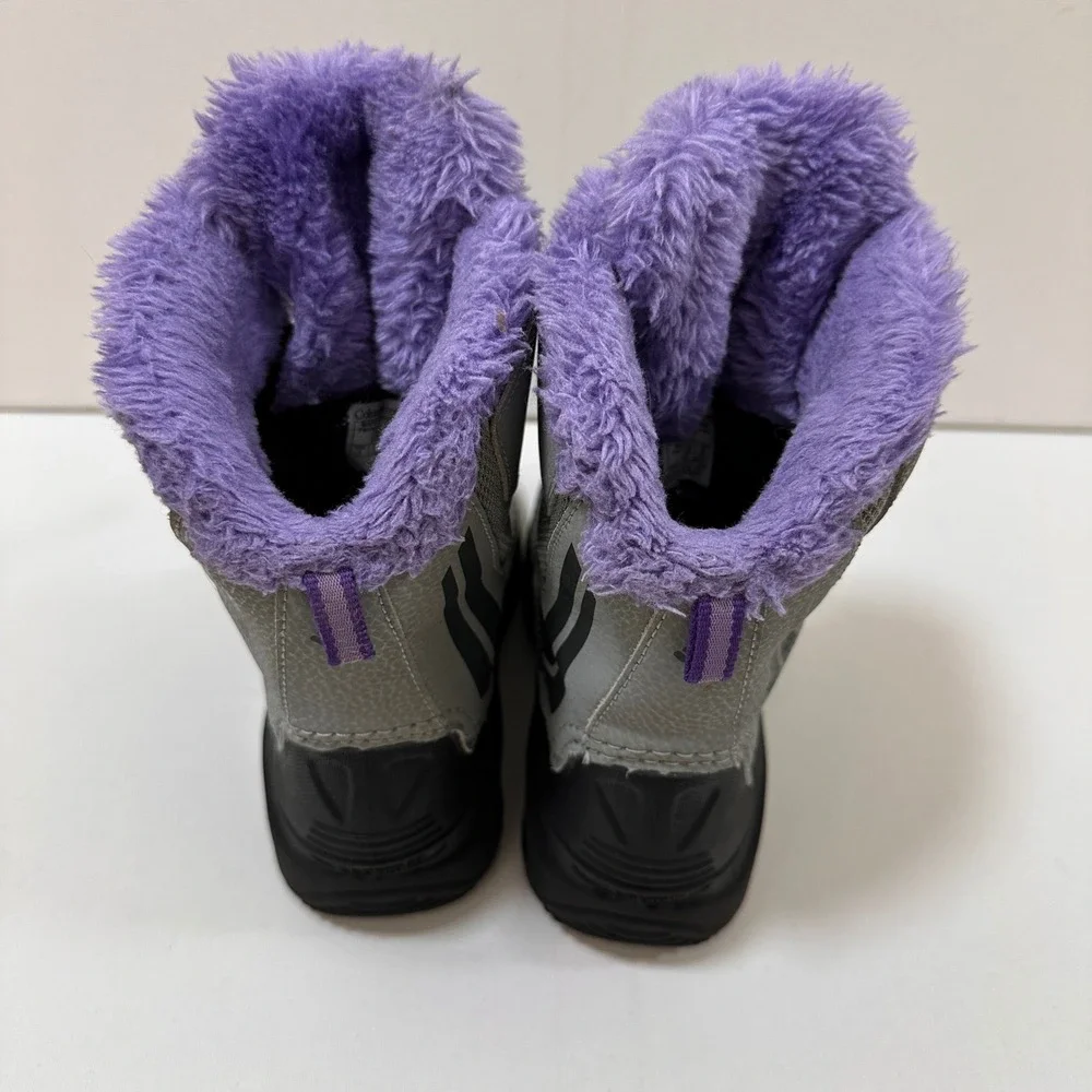 Columbia Bugaboot Plus IV Snow Boots Kids Size 3 Grey Purple‎ Good Waterproof